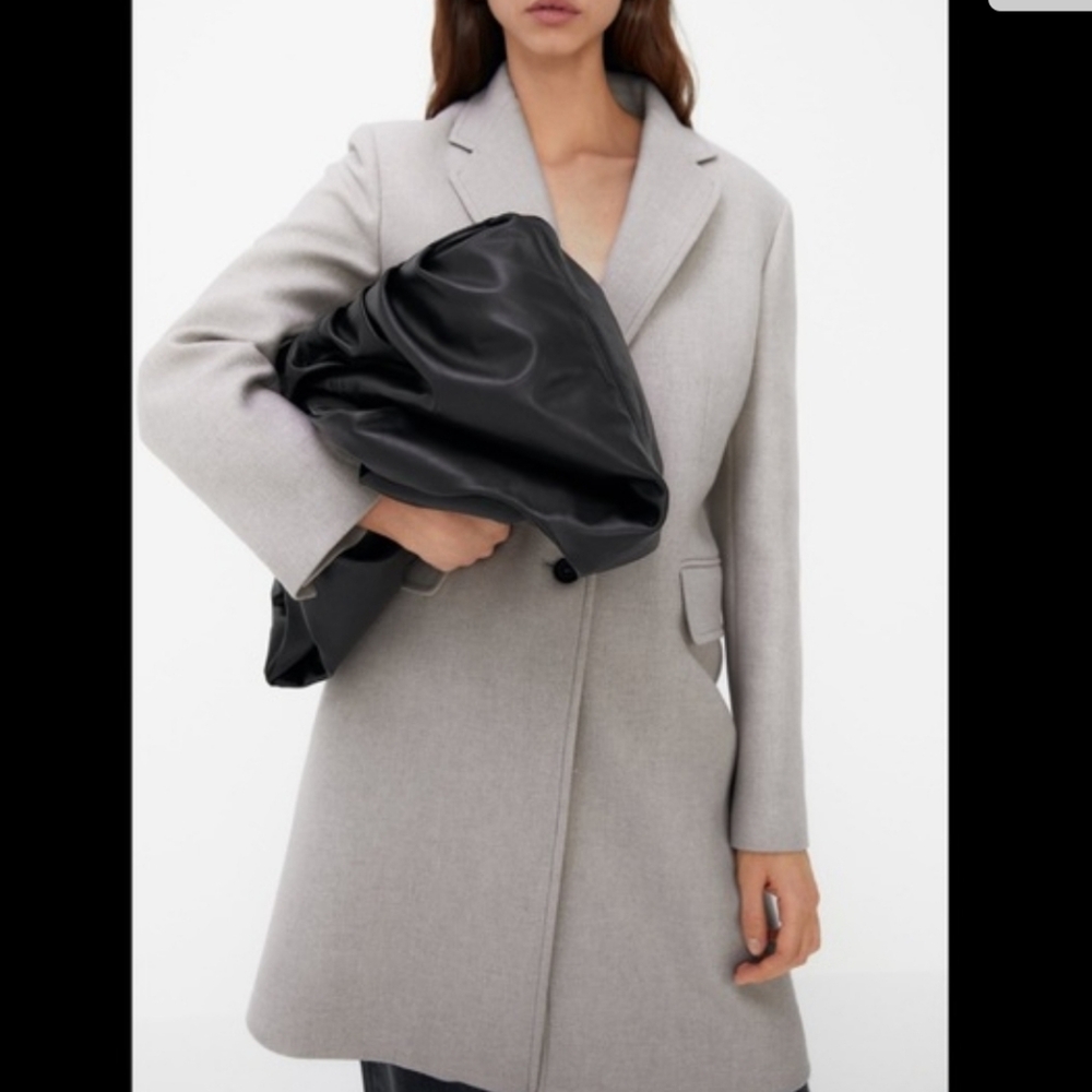 Zara Stone Gray Beige Menswear Style Coat